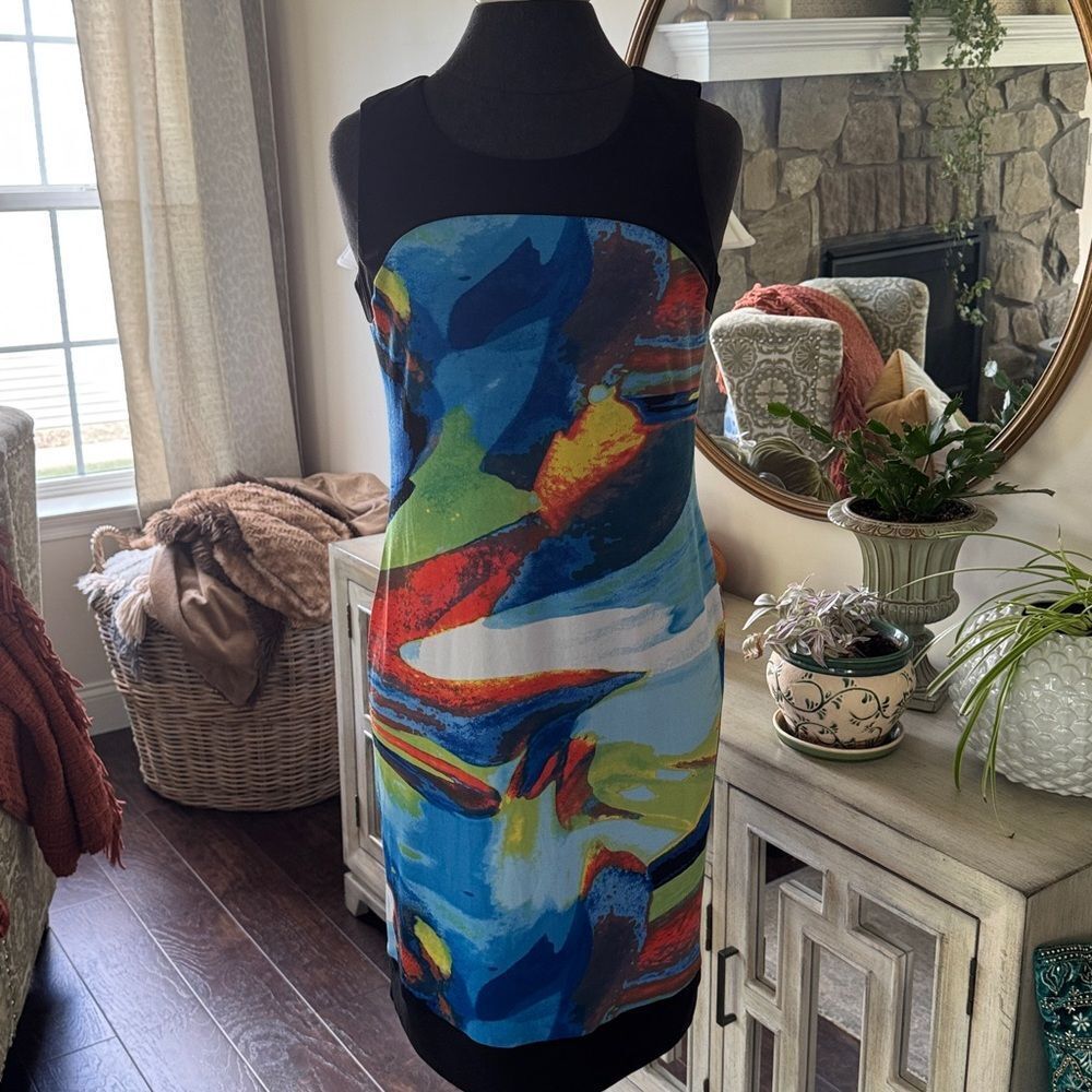 Abstract Multicolor Sleeveless Dress size small